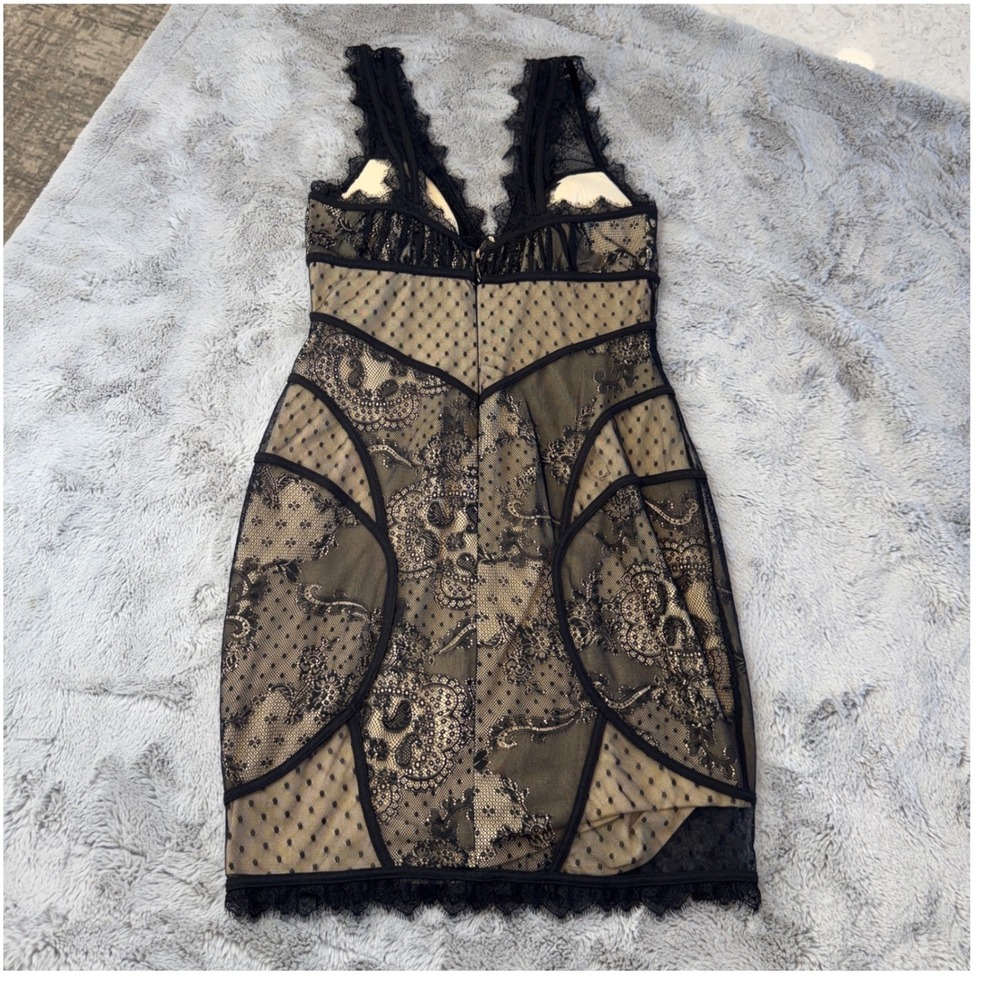 bebe Black Sheer Lace Midi Dress - Picture 11 of 16